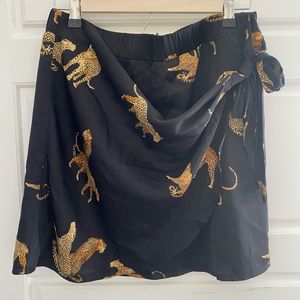Judith March Cheetah Pattern Tie Skirt